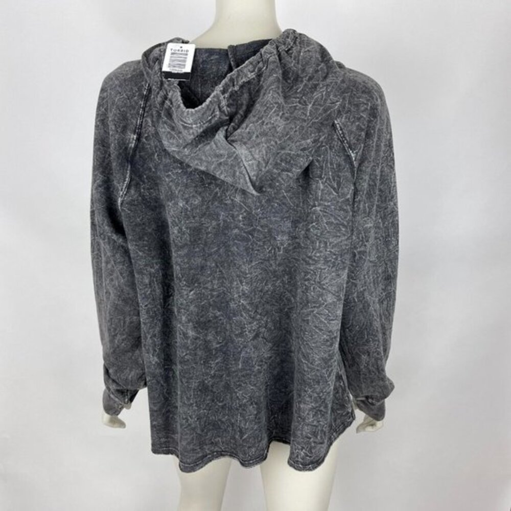 Torrid Mineral Wash Midi Hoodie Long Sleeve Pullover Cotton Blend Women 2 2X NWT